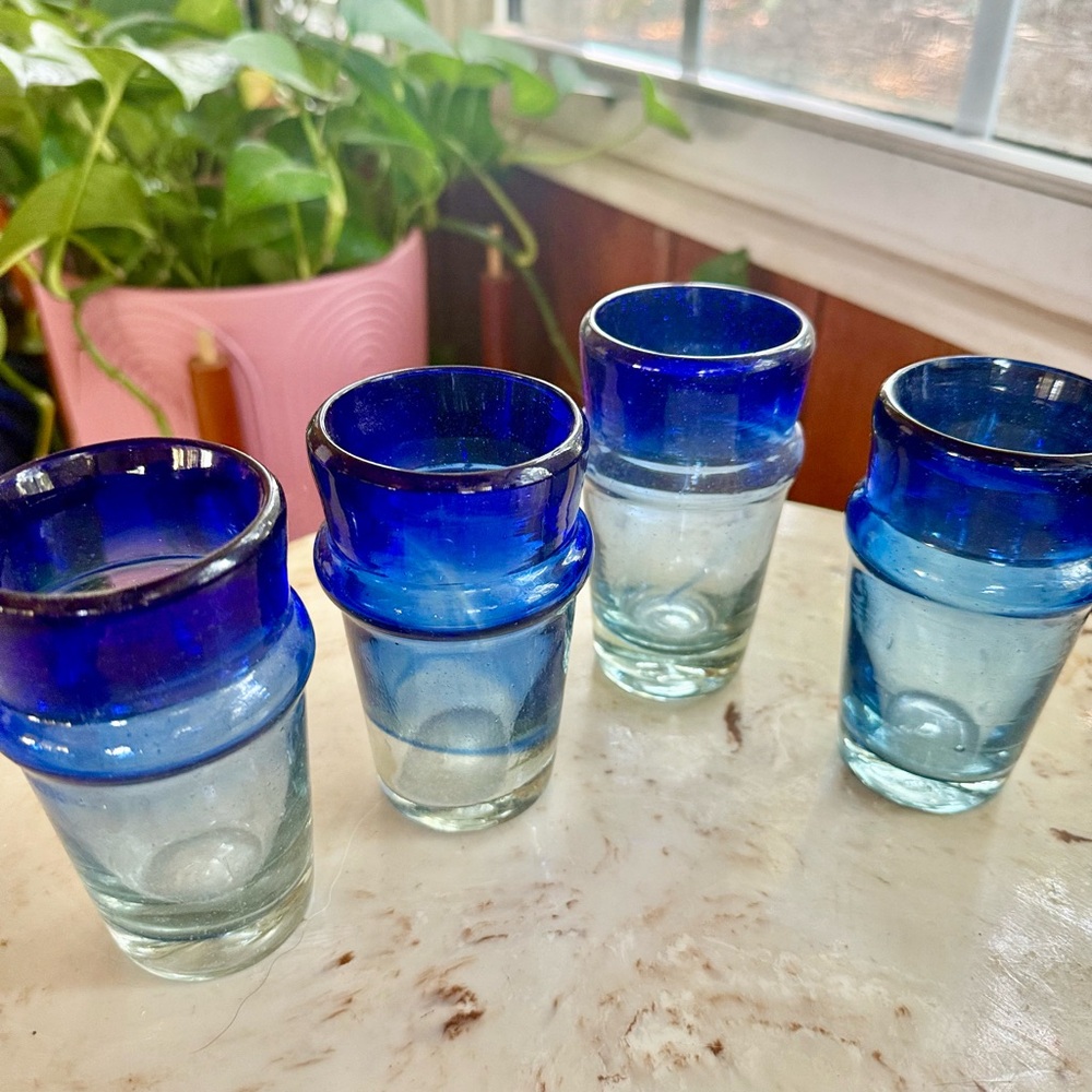 Moroccan Blue Beldi Glass  Set of 5